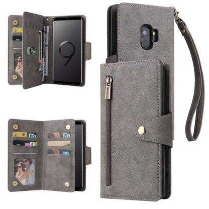 Rivet Buckle 9 Cards Three Fold Leather Phone Case, For Samsung Galaxy Note10 Lite, For Samsung Galaxy Note10+, For Samsung Galaxy Note20 Ultra, For Samsung Galaxy S8, For Samsung Galaxy S9, For Samsung Galaxy S9+, For Samsung Galaxy S10               ...