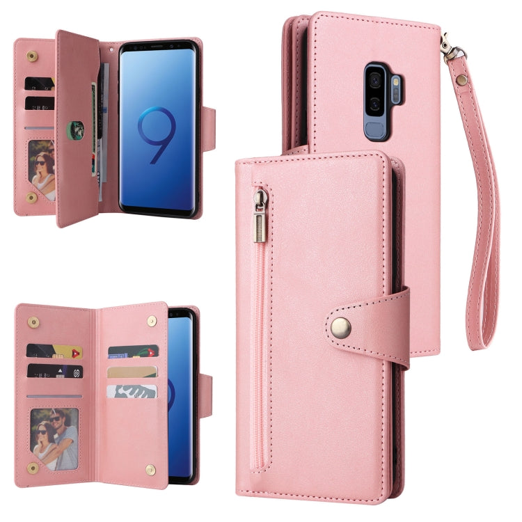 Rivet Buckle 9 Cards Three Fold Leather Phone Case, For Samsung Galaxy Note10 Lite, For Samsung Galaxy Note10+, For Samsung Galaxy Note20 Ultra, For Samsung Galaxy S8, For Samsung Galaxy S9, For Samsung Galaxy S9+, For Samsung Galaxy S10               ...