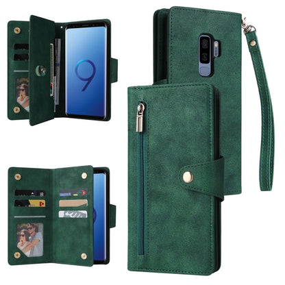 Rivet Buckle 9 Cards Three Fold Leather Phone Case, For Samsung Galaxy Note10 Lite, For Samsung Galaxy Note10+, For Samsung Galaxy Note20 Ultra, For Samsung Galaxy S8, For Samsung Galaxy S9, For Samsung Galaxy S9+, For Samsung Galaxy S10               ...