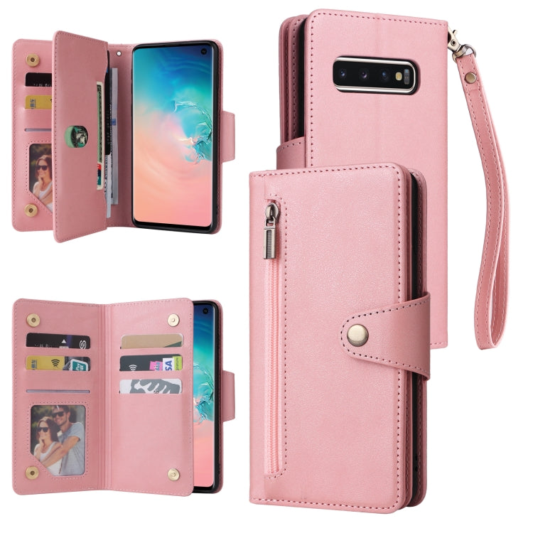 Rivet Buckle 9 Cards Three Fold Leather Phone Case, For Samsung Galaxy Note10 Lite, For Samsung Galaxy Note10+, For Samsung Galaxy Note20 Ultra, For Samsung Galaxy S8, For Samsung Galaxy S9, For Samsung Galaxy S9+, For Samsung Galaxy S10               ...