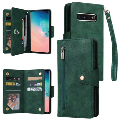 Rivet Buckle 9 Cards Three Fold Leather Phone Case, For Samsung Galaxy Note10 Lite, For Samsung Galaxy Note10+, For Samsung Galaxy Note20 Ultra, For Samsung Galaxy S8, For Samsung Galaxy S9, For Samsung Galaxy S9+, For Samsung Galaxy S10               ...