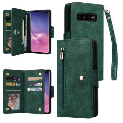 Rivet Buckle 9 Cards Three Fold Leather Phone Case, For Samsung Galaxy Note10 Lite, For Samsung Galaxy Note10+, For Samsung Galaxy Note20 Ultra, For Samsung Galaxy S8, For Samsung Galaxy S9, For Samsung Galaxy S9+, For Samsung Galaxy S10               ...