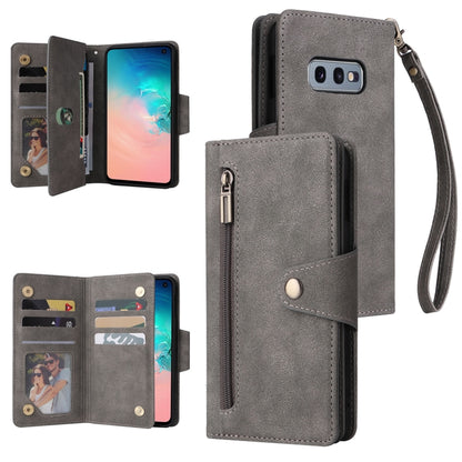 Rivet Buckle 9 Cards Three Fold Leather Phone Case, For Samsung Galaxy S10e, For Samsung Galaxy S20, For Samsung Galaxy S20 FE 5G, For Samsung Galaxy S20+, For Samsung Galaxy S21 5G, For Samsung Galaxy S21 FE 5G, For Samsung Galaxy S21+                ...