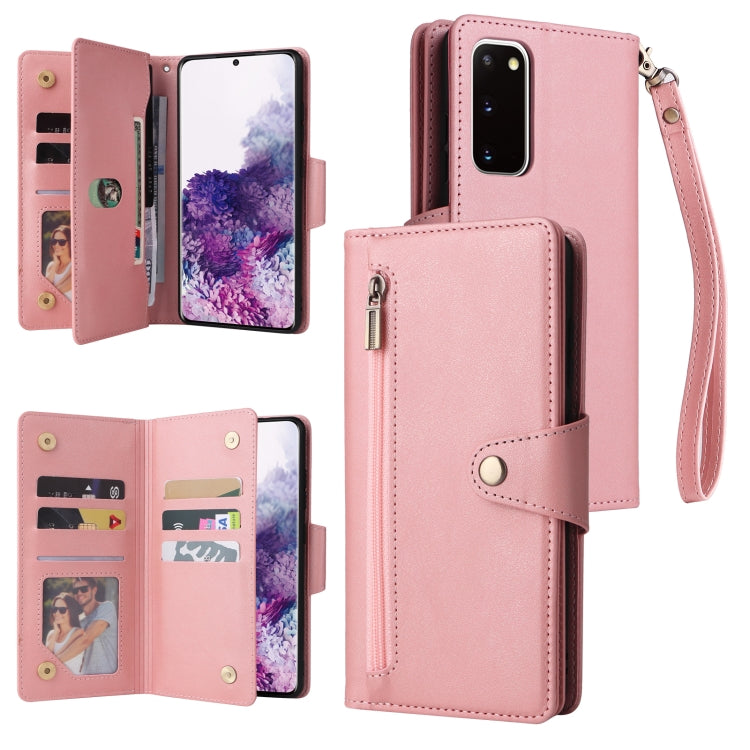 Rivet Buckle 9 Cards Three Fold Leather Phone Case, For Samsung Galaxy S10e, For Samsung Galaxy S20, For Samsung Galaxy S20 FE 5G, For Samsung Galaxy S20+, For Samsung Galaxy S21 5G, For Samsung Galaxy S21 FE 5G, For Samsung Galaxy S21+                ...