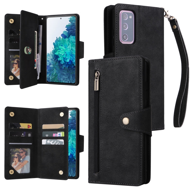 Rivet Buckle 9 Cards Three Fold Leather Phone Case, For Samsung Galaxy S10e, For Samsung Galaxy S20, For Samsung Galaxy S20 FE 5G, For Samsung Galaxy S20+, For Samsung Galaxy S21 5G, For Samsung Galaxy S21 FE 5G, For Samsung Galaxy S21+                ...