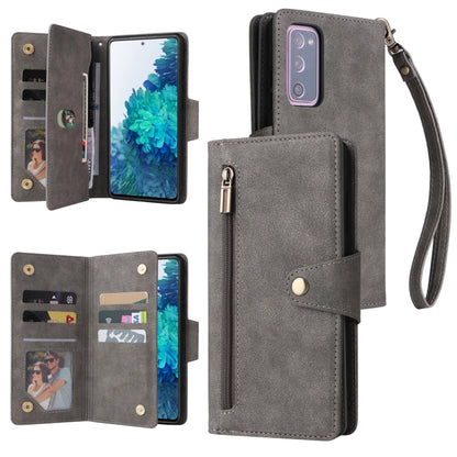 Rivet Buckle 9 Cards Three Fold Leather Phone Case, For Samsung Galaxy S10e, For Samsung Galaxy S20, For Samsung Galaxy S20 FE 5G, For Samsung Galaxy S20+, For Samsung Galaxy S21 5G, For Samsung Galaxy S21 FE 5G, For Samsung Galaxy S21+                ...