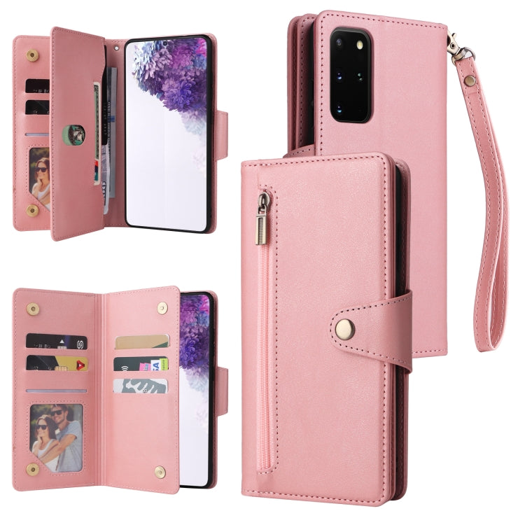 Rivet Buckle 9 Cards Three Fold Leather Phone Case, For Samsung Galaxy S10e, For Samsung Galaxy S20, For Samsung Galaxy S20 FE 5G, For Samsung Galaxy S20+, For Samsung Galaxy S21 5G, For Samsung Galaxy S21 FE 5G, For Samsung Galaxy S21+                ...