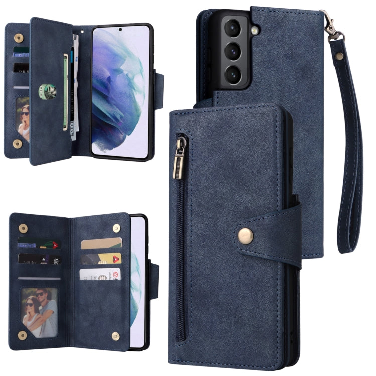 Rivet Buckle 9 Cards Three Fold Leather Phone Case, For Samsung Galaxy S10e, For Samsung Galaxy S20, For Samsung Galaxy S20 FE 5G, For Samsung Galaxy S20+, For Samsung Galaxy S21 5G, For Samsung Galaxy S21 FE 5G, For Samsung Galaxy S21+                ...