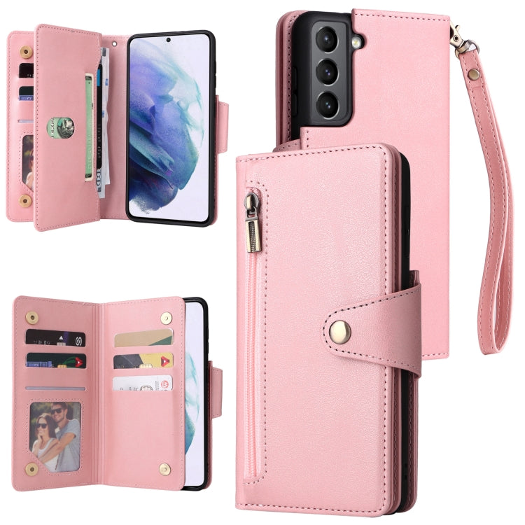 Rivet Buckle 9 Cards Three Fold Leather Phone Case, For Samsung Galaxy S10e, For Samsung Galaxy S20, For Samsung Galaxy S20 FE 5G, For Samsung Galaxy S20+, For Samsung Galaxy S21 5G, For Samsung Galaxy S21 FE 5G, For Samsung Galaxy S21+                ...