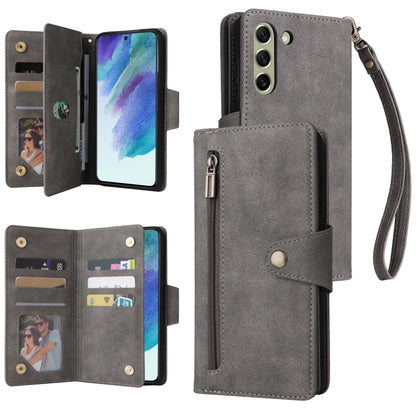 Rivet Buckle 9 Cards Three Fold Leather Phone Case, For Samsung Galaxy S10e, For Samsung Galaxy S20, For Samsung Galaxy S20 FE 5G, For Samsung Galaxy S20+, For Samsung Galaxy S21 5G, For Samsung Galaxy S21 FE 5G, For Samsung Galaxy S21+                ...