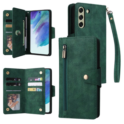 Rivet Buckle 9 Cards Three Fold Leather Phone Case, For Samsung Galaxy S10e, For Samsung Galaxy S20, For Samsung Galaxy S20 FE 5G, For Samsung Galaxy S20+, For Samsung Galaxy S21 5G, For Samsung Galaxy S21 FE 5G, For Samsung Galaxy S21+                ...