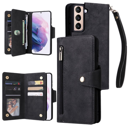 Rivet Buckle 9 Cards Three Fold Leather Phone Case, For Samsung Galaxy S10e, For Samsung Galaxy S20, For Samsung Galaxy S20 FE 5G, For Samsung Galaxy S20+, For Samsung Galaxy S21 5G, For Samsung Galaxy S21 FE 5G, For Samsung Galaxy S21+                ...