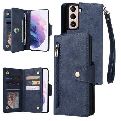 Rivet Buckle 9 Cards Three Fold Leather Phone Case, For Samsung Galaxy S10e, For Samsung Galaxy S20, For Samsung Galaxy S20 FE 5G, For Samsung Galaxy S20+, For Samsung Galaxy S21 5G, For Samsung Galaxy S21 FE 5G, For Samsung Galaxy S21+                ...
