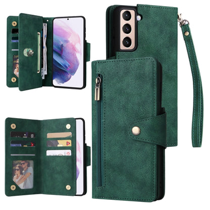 Rivet Buckle 9 Cards Three Fold Leather Phone Case, For Samsung Galaxy S10e, For Samsung Galaxy S20, For Samsung Galaxy S20 FE 5G, For Samsung Galaxy S20+, For Samsung Galaxy S21 5G, For Samsung Galaxy S21 FE 5G, For Samsung Galaxy S21+                ...
