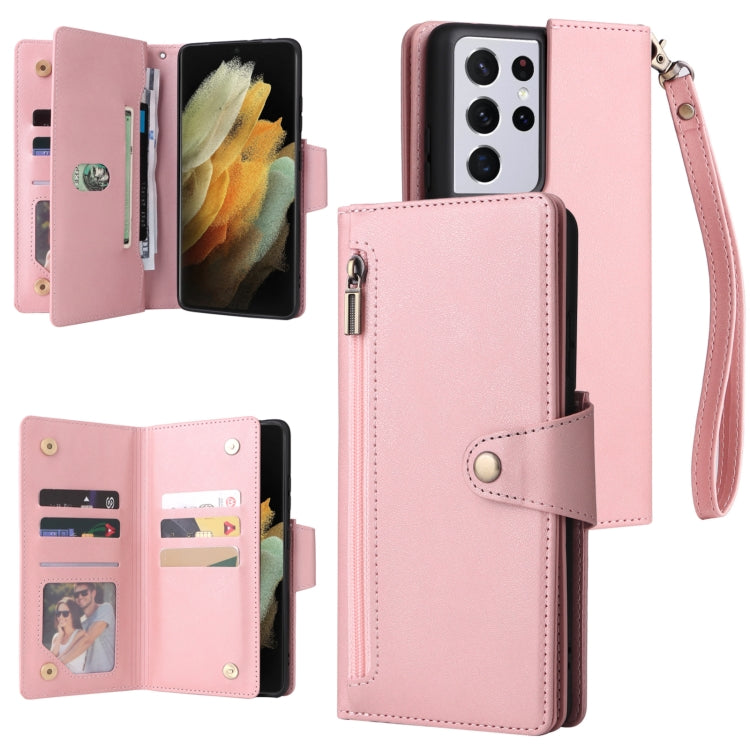 Rivet Buckle 9 Cards Three Fold Leather Phone Case, For Samsung Galaxy S10e, For Samsung Galaxy S20, For Samsung Galaxy S20 FE 5G, For Samsung Galaxy S20+, For Samsung Galaxy S21 5G, For Samsung Galaxy S21 FE 5G, For Samsung Galaxy S21+                ...
