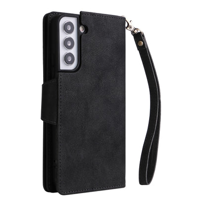 Rivet Buckle 9 Cards Three Fold Leather Phone Case, For Samsung Galaxy S22+, For Samsung Galaxy S22 Ultra 5G, For Samsung Galaxy A02, For Samsung Galaxy A03S 166mm, For Samsung Galaxy A10, For Samsung Galaxy A10s, For Samsung Galaxy A11 EU Version     ...