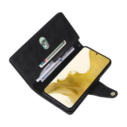 Rivet Buckle 9 Cards Three Fold Leather Phone Case, For Samsung Galaxy S22+, For Samsung Galaxy S22 Ultra 5G, For Samsung Galaxy A02, For Samsung Galaxy A03S 166mm, For Samsung Galaxy A10, For Samsung Galaxy A10s, For Samsung Galaxy A11 EU Version     ...