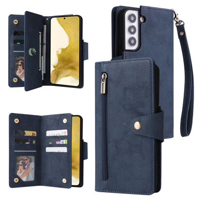 Rivet Buckle 9 Cards Three Fold Leather Phone Case, For Samsung Galaxy S22+, For Samsung Galaxy S22 Ultra 5G, For Samsung Galaxy A02, For Samsung Galaxy A03S 166mm, For Samsung Galaxy A10, For Samsung Galaxy A10s, For Samsung Galaxy A11 EU Version     ...