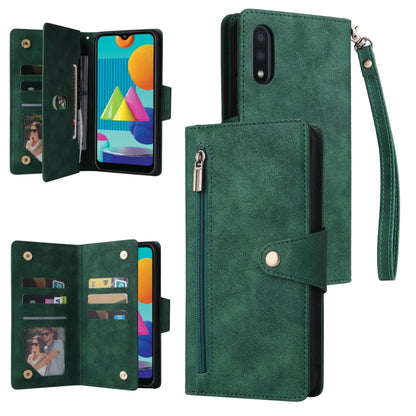 Rivet Buckle 9 Cards Three Fold Leather Phone Case, For Samsung Galaxy S22+, For Samsung Galaxy S22 Ultra 5G, For Samsung Galaxy A02, For Samsung Galaxy A03S 166mm, For Samsung Galaxy A10, For Samsung Galaxy A10s, For Samsung Galaxy A11 EU Version     ...
