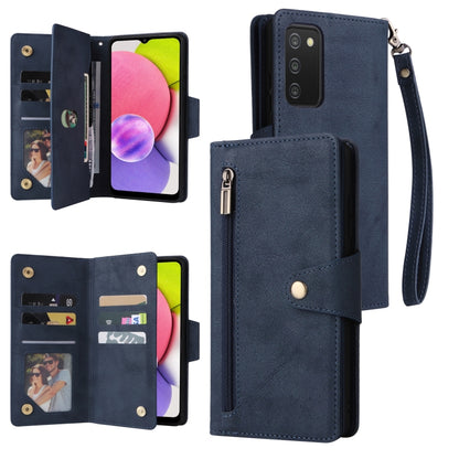 Rivet Buckle 9 Cards Three Fold Leather Phone Case, For Samsung Galaxy S22+, For Samsung Galaxy S22 Ultra 5G, For Samsung Galaxy A02, For Samsung Galaxy A03S 166mm, For Samsung Galaxy A10, For Samsung Galaxy A10s, For Samsung Galaxy A11 EU Version     ...