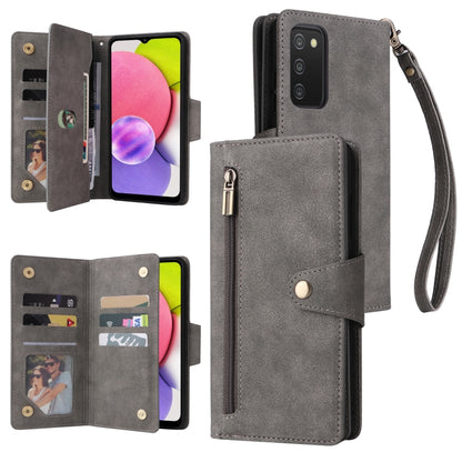 Rivet Buckle 9 Cards Three Fold Leather Phone Case, For Samsung Galaxy S22+, For Samsung Galaxy S22 Ultra 5G, For Samsung Galaxy A02, For Samsung Galaxy A03S 166mm, For Samsung Galaxy A10, For Samsung Galaxy A10s, For Samsung Galaxy A11 EU Version     ...