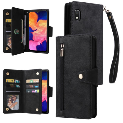 Rivet Buckle 9 Cards Three Fold Leather Phone Case, For Samsung Galaxy S22+, For Samsung Galaxy S22 Ultra 5G, For Samsung Galaxy A02, For Samsung Galaxy A03S 166mm, For Samsung Galaxy A10, For Samsung Galaxy A10s, For Samsung Galaxy A11 EU Version     ...