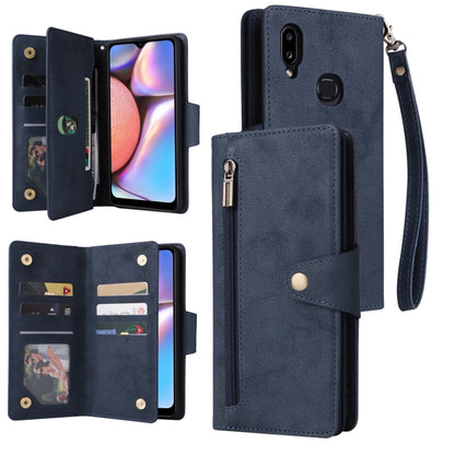 Rivet Buckle 9 Cards Three Fold Leather Phone Case, For Samsung Galaxy S22+, For Samsung Galaxy S22 Ultra 5G, For Samsung Galaxy A02, For Samsung Galaxy A03S 166mm, For Samsung Galaxy A10, For Samsung Galaxy A10s, For Samsung Galaxy A11 EU Version     ...