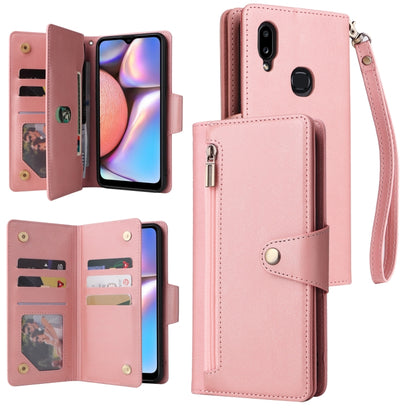 Rivet Buckle 9 Cards Three Fold Leather Phone Case, For Samsung Galaxy S22+, For Samsung Galaxy S22 Ultra 5G, For Samsung Galaxy A02, For Samsung Galaxy A03S 166mm, For Samsung Galaxy A10, For Samsung Galaxy A10s, For Samsung Galaxy A11 EU Version     ...