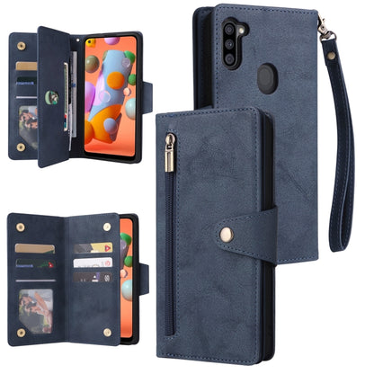 Rivet Buckle 9 Cards Three Fold Leather Phone Case, For Samsung Galaxy S22+, For Samsung Galaxy S22 Ultra 5G, For Samsung Galaxy A02, For Samsung Galaxy A03S 166mm, For Samsung Galaxy A10, For Samsung Galaxy A10s, For Samsung Galaxy A11 EU Version     ...