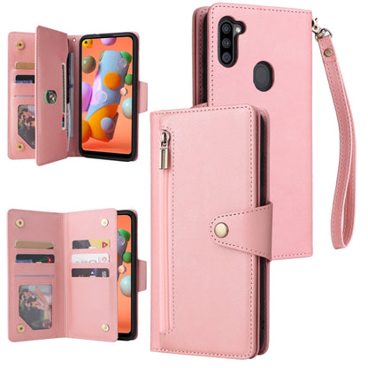 Rivet Buckle 9 Cards Three Fold Leather Phone Case, For Samsung Galaxy S22+, For Samsung Galaxy S22 Ultra 5G, For Samsung Galaxy A02, For Samsung Galaxy A03S 166mm, For Samsung Galaxy A10, For Samsung Galaxy A10s, For Samsung Galaxy A11 EU Version     ...