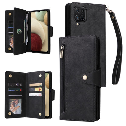 Rivet Buckle 9 Cards Three Fold Leather Phone Case, For Samsung Galaxy S22+, For Samsung Galaxy S22 Ultra 5G, For Samsung Galaxy A02, For Samsung Galaxy A03S 166mm, For Samsung Galaxy A10, For Samsung Galaxy A10s, For Samsung Galaxy A11 EU Version     ...