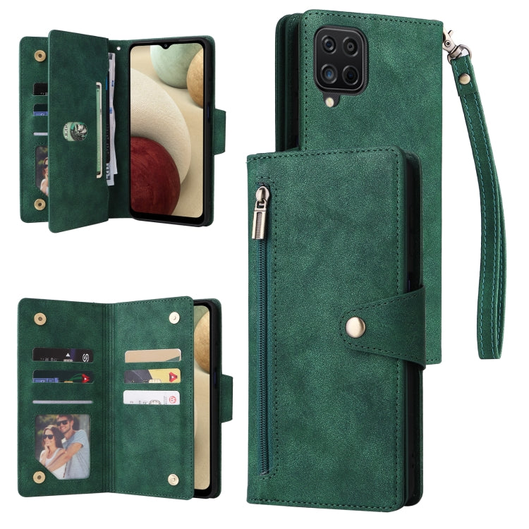 Rivet Buckle 9 Cards Three Fold Leather Phone Case, For Samsung Galaxy S22+, For Samsung Galaxy S22 Ultra 5G, For Samsung Galaxy A02, For Samsung Galaxy A03S 166mm, For Samsung Galaxy A10, For Samsung Galaxy A10s, For Samsung Galaxy A11 EU Version     ...