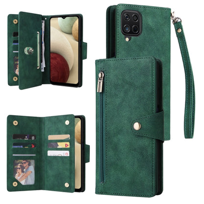 Rivet Buckle 9 Cards Three Fold Leather Phone Case, For Samsung Galaxy S22+, For Samsung Galaxy S22 Ultra 5G, For Samsung Galaxy A02, For Samsung Galaxy A03S 166mm, For Samsung Galaxy A10, For Samsung Galaxy A10s, For Samsung Galaxy A11 EU Version     ...