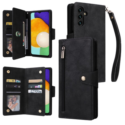 Rivet Buckle 9 Cards Three Fold Leather Phone Case, For Samsung Galaxy S22+, For Samsung Galaxy S22 Ultra 5G, For Samsung Galaxy A02, For Samsung Galaxy A03S 166mm, For Samsung Galaxy A10, For Samsung Galaxy A10s, For Samsung Galaxy A11 EU Version     ...