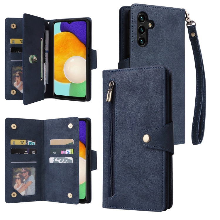 Rivet Buckle 9 Cards Three Fold Leather Phone Case, For Samsung Galaxy S22+, For Samsung Galaxy S22 Ultra 5G, For Samsung Galaxy A02, For Samsung Galaxy A03S 166mm, For Samsung Galaxy A10, For Samsung Galaxy A10s, For Samsung Galaxy A11 EU Version     ...