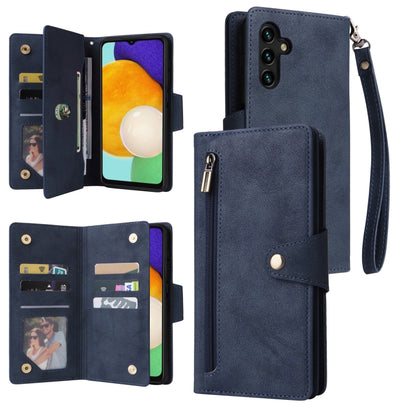 Rivet Buckle 9 Cards Three Fold Leather Phone Case, For Samsung Galaxy S22+, For Samsung Galaxy S22 Ultra 5G, For Samsung Galaxy A02, For Samsung Galaxy A03S 166mm, For Samsung Galaxy A10, For Samsung Galaxy A10s, For Samsung Galaxy A11 EU Version     ...