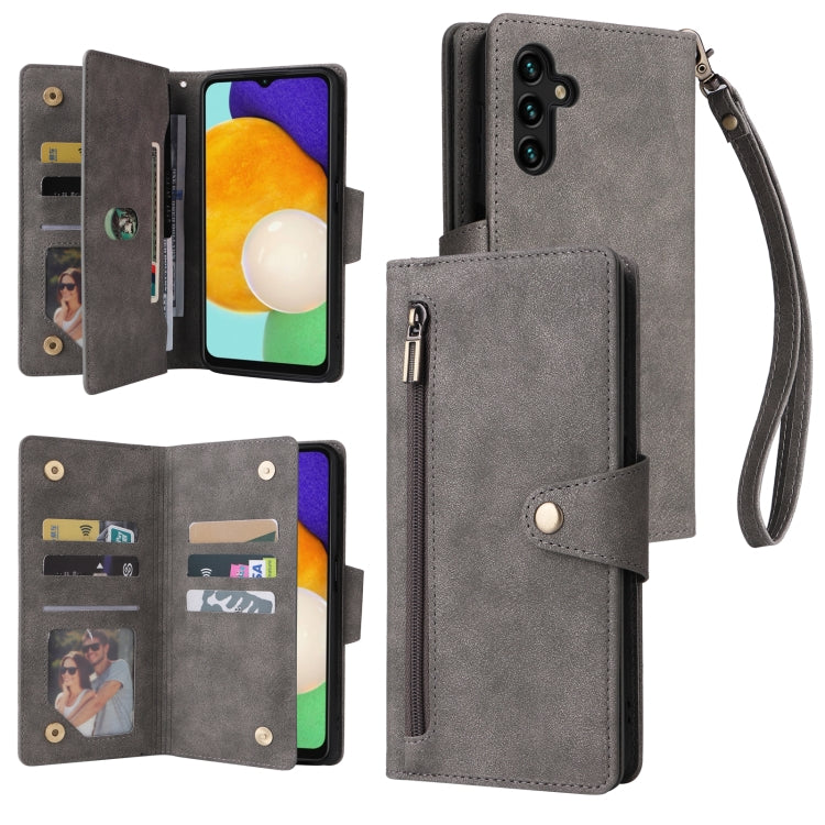 Rivet Buckle 9 Cards Three Fold Leather Phone Case, For Samsung Galaxy S22+, For Samsung Galaxy S22 Ultra 5G, For Samsung Galaxy A02, For Samsung Galaxy A03S 166mm, For Samsung Galaxy A10, For Samsung Galaxy A10s, For Samsung Galaxy A11 EU Version     ...