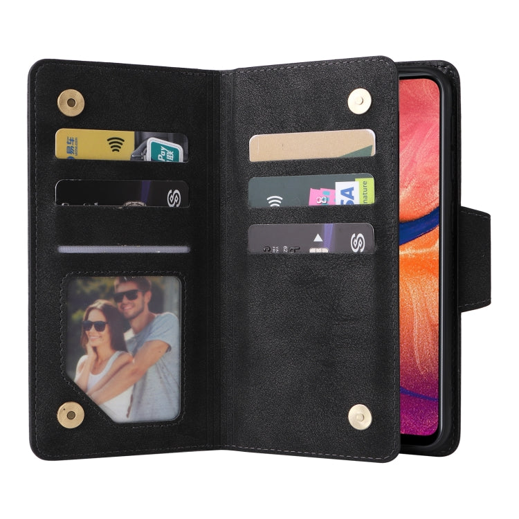Rivet Buckle 9 Cards Three Fold Leather Phone Case, For Samsung Galaxy A20, For Samsung Galaxy A20E, For Samsung Galaxy A20S, For Samsung Galaxy A21 EU Version, For Samsung Galaxy A21S, For Samsung Galaxy A22 4G, For Samsung Galaxy A22 5G              ...