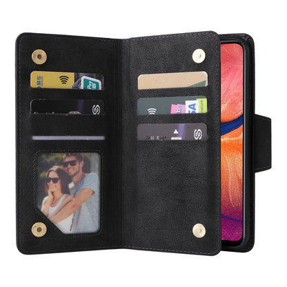 Rivet Buckle 9 Cards Three Fold Leather Phone Case, For Samsung Galaxy A20, For Samsung Galaxy A20E, For Samsung Galaxy A20S, For Samsung Galaxy A21 EU Version, For Samsung Galaxy A21S, For Samsung Galaxy A22 4G, For Samsung Galaxy A22 5G              ...