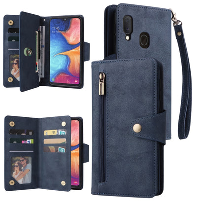 Rivet Buckle 9 Cards Three Fold Leather Phone Case, For Samsung Galaxy A20, For Samsung Galaxy A20E, For Samsung Galaxy A20S, For Samsung Galaxy A21 EU Version, For Samsung Galaxy A21S, For Samsung Galaxy A22 4G, For Samsung Galaxy A22 5G              ...