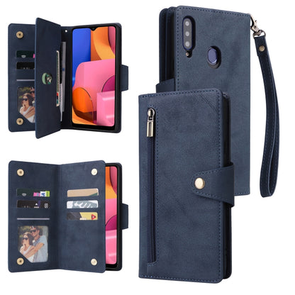 Rivet Buckle 9 Cards Three Fold Leather Phone Case, For Samsung Galaxy A20, For Samsung Galaxy A20E, For Samsung Galaxy A20S, For Samsung Galaxy A21 EU Version, For Samsung Galaxy A21S, For Samsung Galaxy A22 4G, For Samsung Galaxy A22 5G              ...