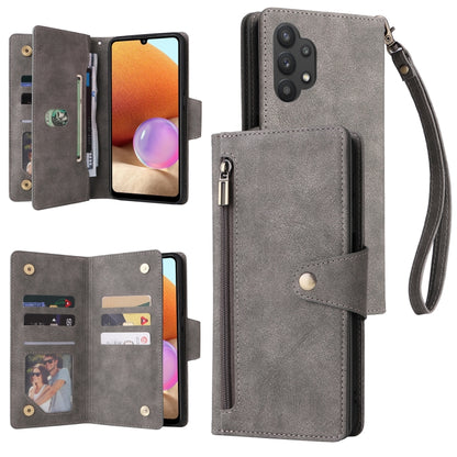 Rivet Buckle 9 Cards Three Fold Leather Phone Case, For Samsung Galaxy A20, For Samsung Galaxy A20E, For Samsung Galaxy A20S, For Samsung Galaxy A21 EU Version, For Samsung Galaxy A21S, For Samsung Galaxy A22 4G, For Samsung Galaxy A22 5G              ...
