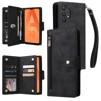 Rivet Buckle 9 Cards Three Fold Leather Phone Case, For Samsung Galaxy A20, For Samsung Galaxy A20E, For Samsung Galaxy A20S, For Samsung Galaxy A21 EU Version, For Samsung Galaxy A21S, For Samsung Galaxy A22 4G, For Samsung Galaxy A22 5G              ...