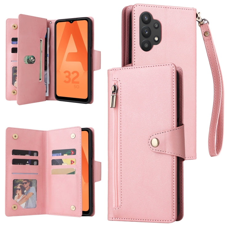 Rivet Buckle 9 Cards Three Fold Leather Phone Case, For Samsung Galaxy A20, For Samsung Galaxy A20E, For Samsung Galaxy A20S, For Samsung Galaxy A21 EU Version, For Samsung Galaxy A21S, For Samsung Galaxy A22 4G, For Samsung Galaxy A22 5G              ...