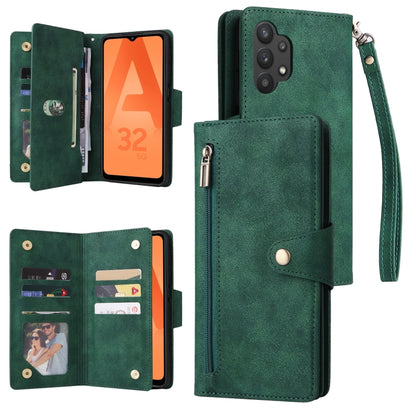 Rivet Buckle 9 Cards Three Fold Leather Phone Case, For Samsung Galaxy A20, For Samsung Galaxy A20E, For Samsung Galaxy A20S, For Samsung Galaxy A21 EU Version, For Samsung Galaxy A21S, For Samsung Galaxy A22 4G, For Samsung Galaxy A22 5G              ...