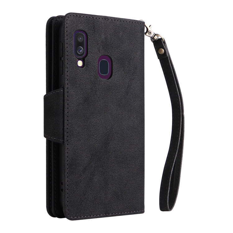 Rivet Buckle 9 Cards Three Fold Leather Phone Case, For Samsung Galaxy A40, For Samsung Galaxy A42 5G, For Samsung Galaxy A51, For Samsung Galaxy A51 5G, For Samsung Galaxy A52 5G, For Samsung Galaxy A70/A70S, For Samsung Galaxy A71                    ...