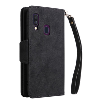 Rivet Buckle 9 Cards Three Fold Leather Phone Case, For Samsung Galaxy A40, For Samsung Galaxy A42 5G, For Samsung Galaxy A51, For Samsung Galaxy A51 5G, For Samsung Galaxy A52 5G, For Samsung Galaxy A70/A70S, For Samsung Galaxy A71                    ...