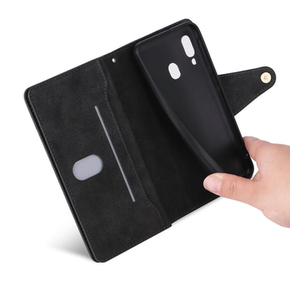 Rivet Buckle 9 Cards Three Fold Leather Phone Case, For Samsung Galaxy A40, For Samsung Galaxy A42 5G, For Samsung Galaxy A51, For Samsung Galaxy A51 5G, For Samsung Galaxy A52 5G, For Samsung Galaxy A70/A70S, For Samsung Galaxy A71                    ...