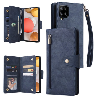 Rivet Buckle 9 Cards Three Fold Leather Phone Case, For Samsung Galaxy A40, For Samsung Galaxy A42 5G, For Samsung Galaxy A51, For Samsung Galaxy A51 5G, For Samsung Galaxy A52 5G, For Samsung Galaxy A70/A70S, For Samsung Galaxy A71                    ...