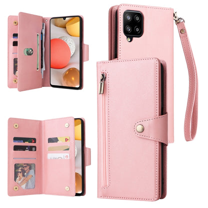 Rivet Buckle 9 Cards Three Fold Leather Phone Case, For Samsung Galaxy A40, For Samsung Galaxy A42 5G, For Samsung Galaxy A51, For Samsung Galaxy A51 5G, For Samsung Galaxy A52 5G, For Samsung Galaxy A70/A70S, For Samsung Galaxy A71                    ...